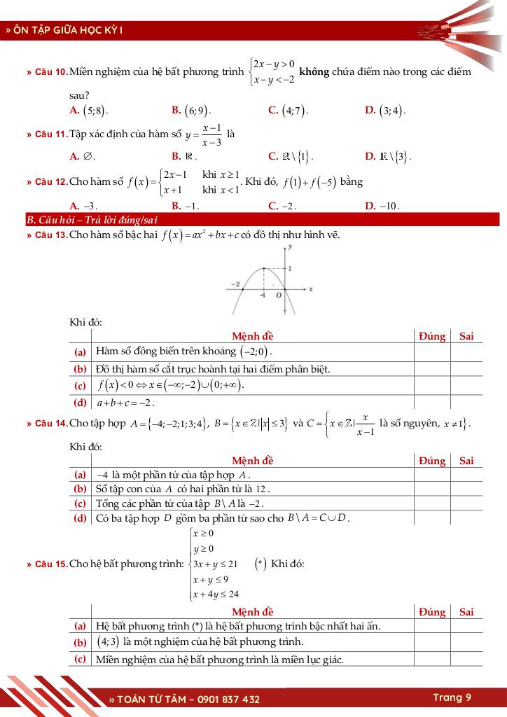 bộ đề ôn tập giữa học kỳ 1 môn toán 10 cánh diều năm học 2025 – 2026 9