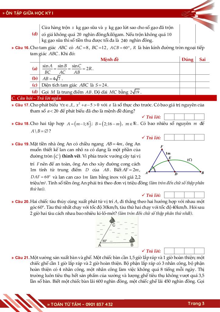 bộ đề ôn tập giữa học kỳ 1 môn toán 10 knttvcs năm học 2025 – 2026 3
