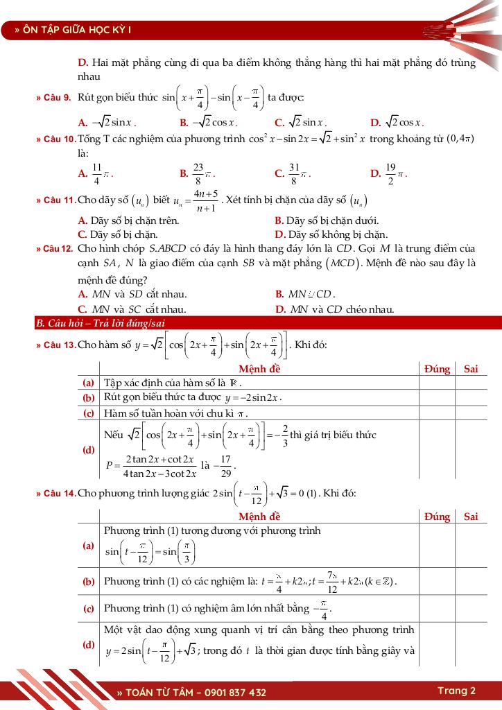 bộ đề ôn tập giữa học kỳ 1 môn toán 11 cánh diều năm học 2025 – 2026 2