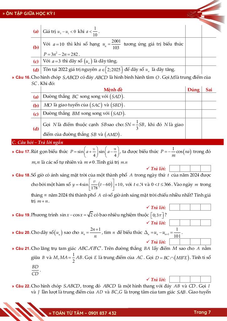 bộ đề ôn tập giữa học kỳ 1 môn toán 11 cánh diều năm học 2025 – 2026 7