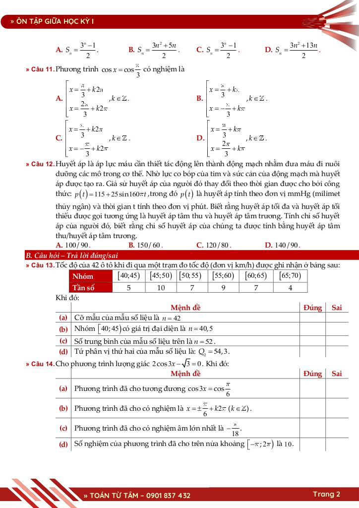 bộ đề ôn tập giữa học kỳ 1 môn toán 11 knttvcs năm học 2025 – 2026 2