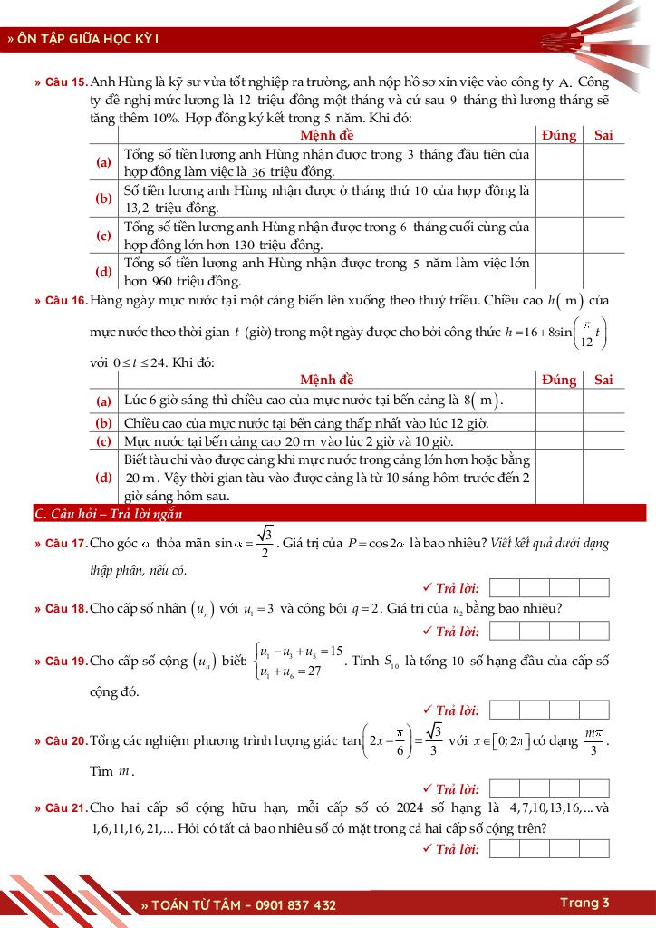 bộ đề ôn tập giữa học kỳ 1 môn toán 11 knttvcs năm học 2025 – 2026 3