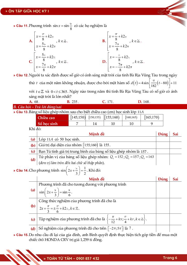 bộ đề ôn tập giữa học kỳ 1 môn toán 11 knttvcs năm học 2025 – 2026 6