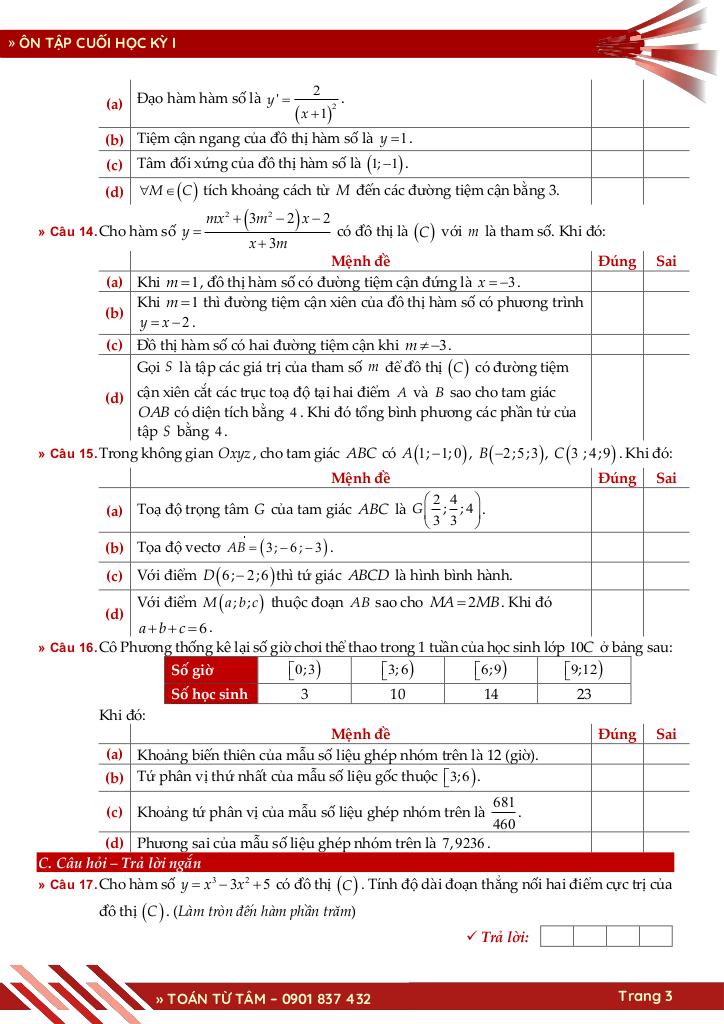 bộ đề ôn tập kiểm tra cuối học kỳ 1 môn toán 12 năm học 2025 – 2026 3