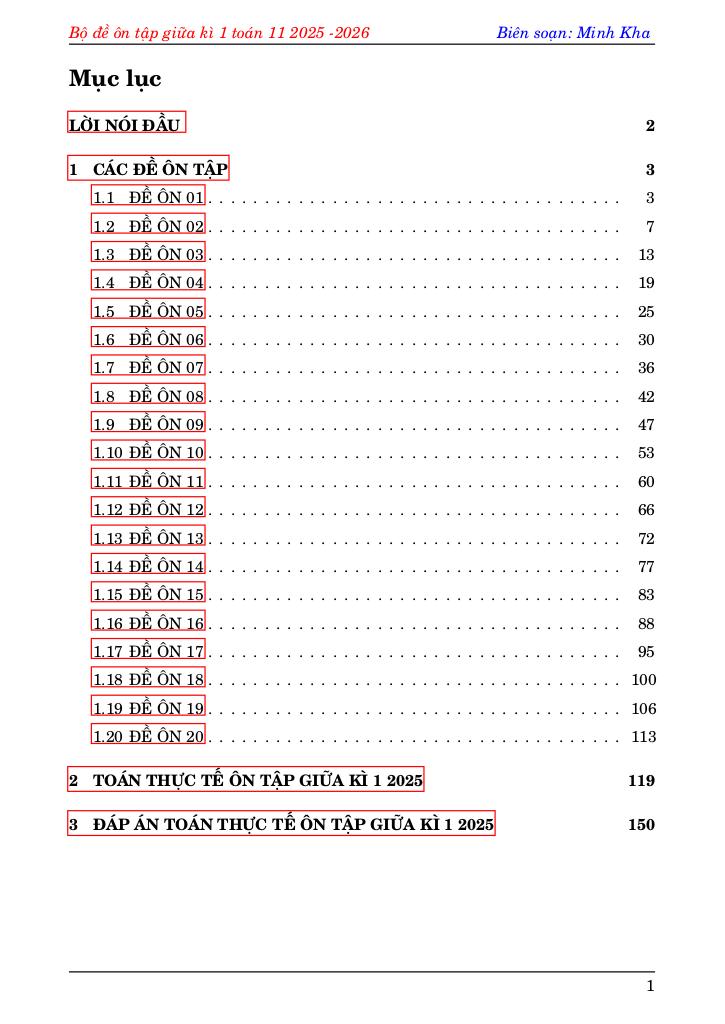 bộ đề ôn tập kiểm tra giữa học kì 1 môn toán 11 năm học 2025 – 2026 1