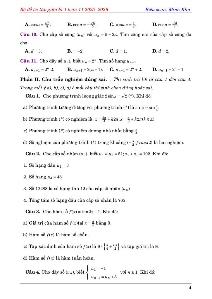bộ đề ôn tập kiểm tra giữa học kì 1 môn toán 11 năm học 2025 – 2026 4