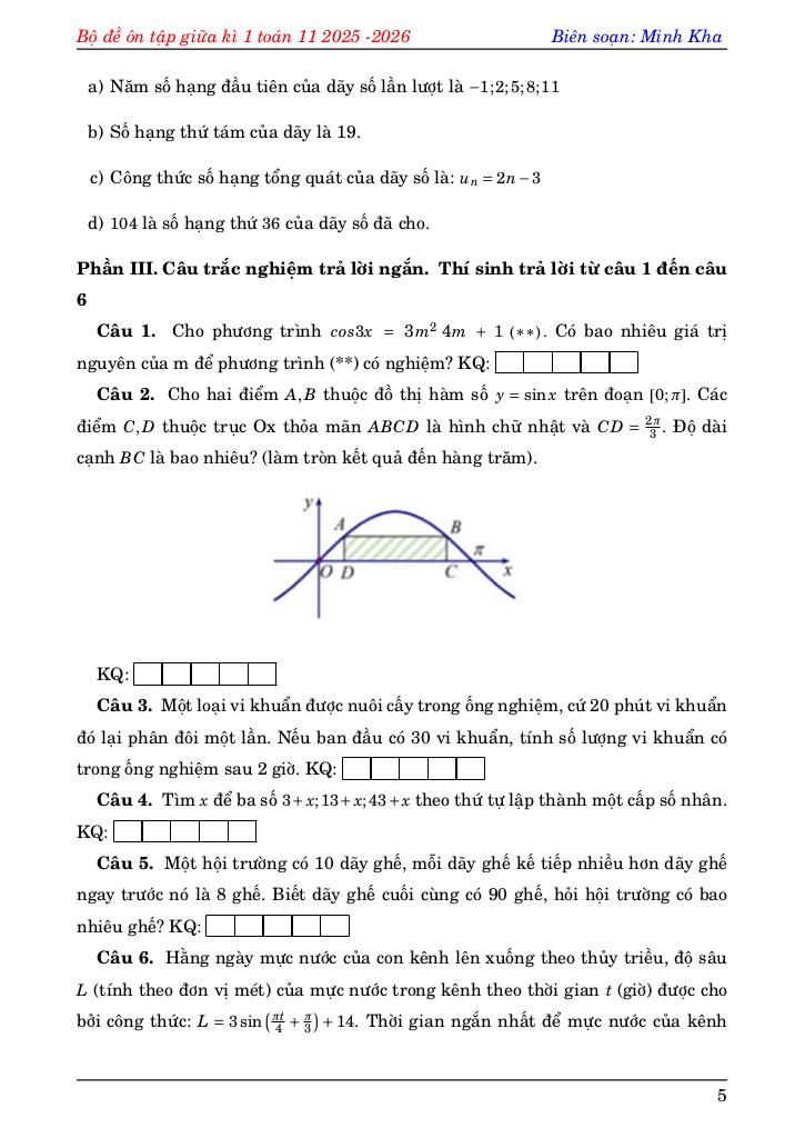 bộ đề ôn tập kiểm tra giữa học kì 1 môn toán 11 năm học 2025 – 2026 5