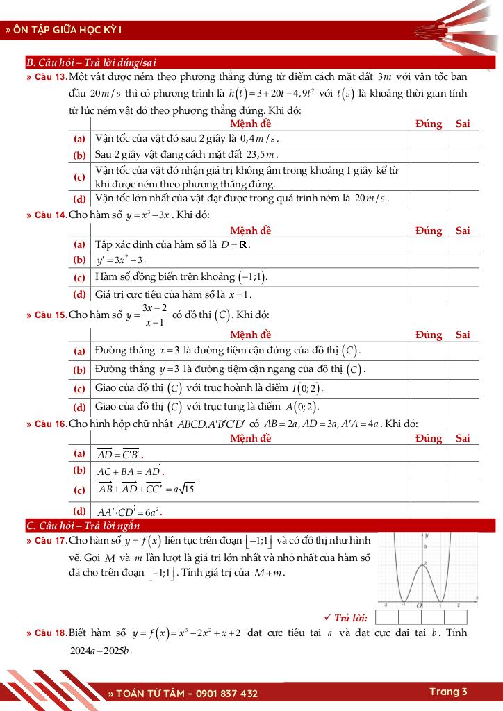 bộ đề ôn tập kiểm tra giữa học kỳ 1 toán 12 năm học 2025 – 2026 3