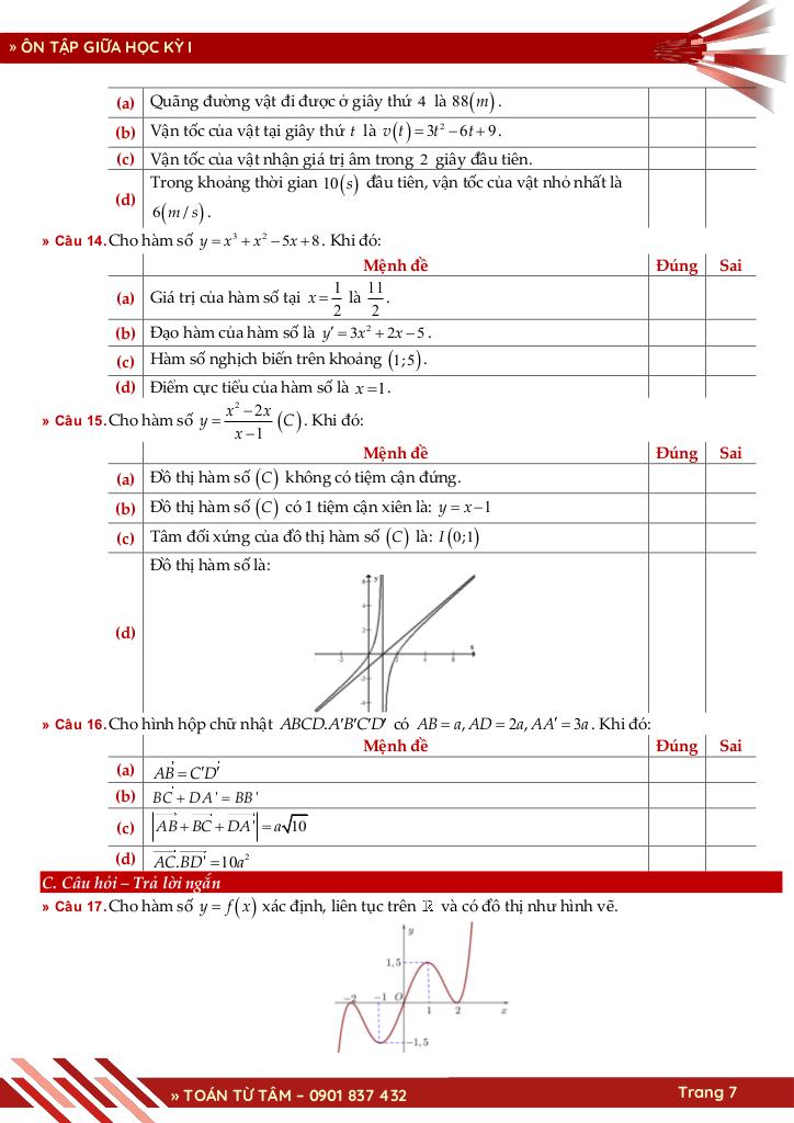 bộ đề ôn tập kiểm tra giữa học kỳ 1 toán 12 năm học 2025 – 2026 7