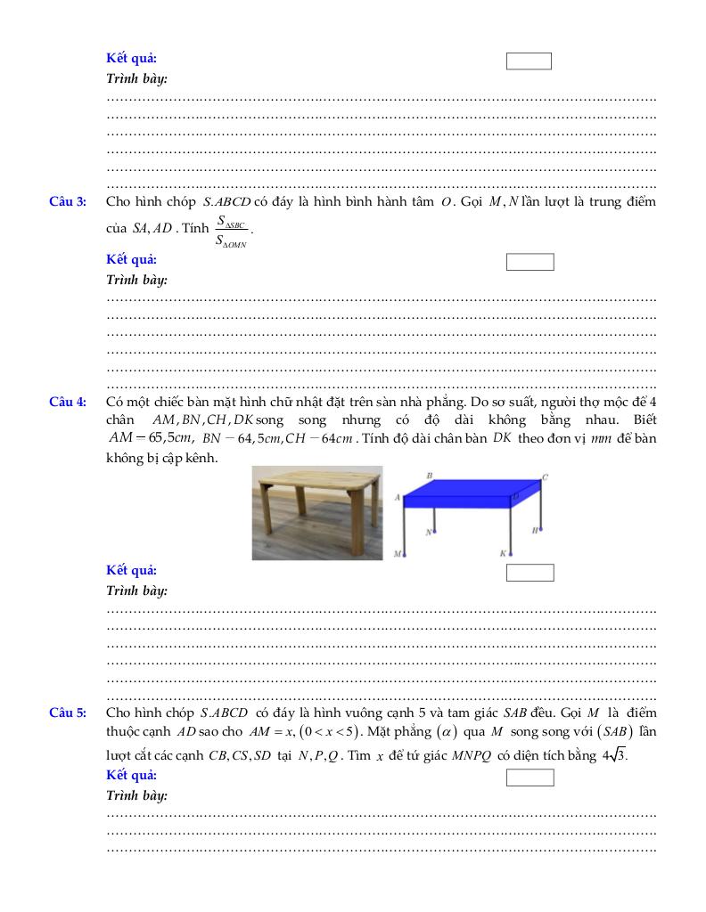 bộ đề ôn tập môn toán 11 chủ đề quan hệ song song trong không gian 4