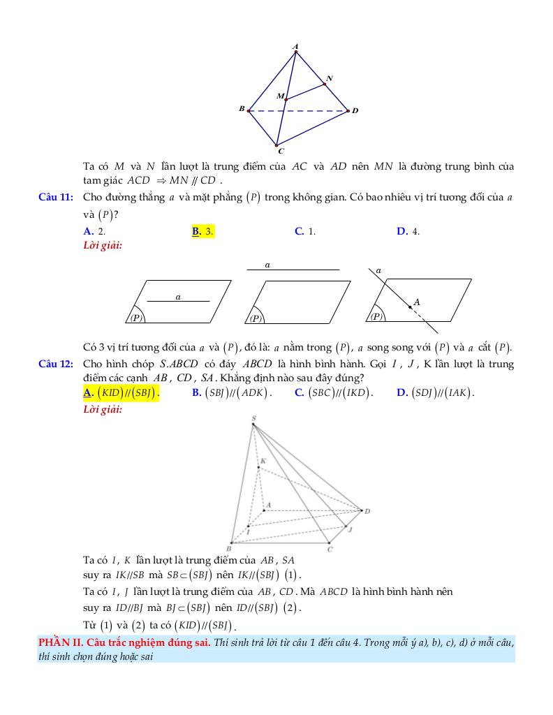bộ đề ôn tập môn toán 11 chủ đề quan hệ song song trong không gian 9