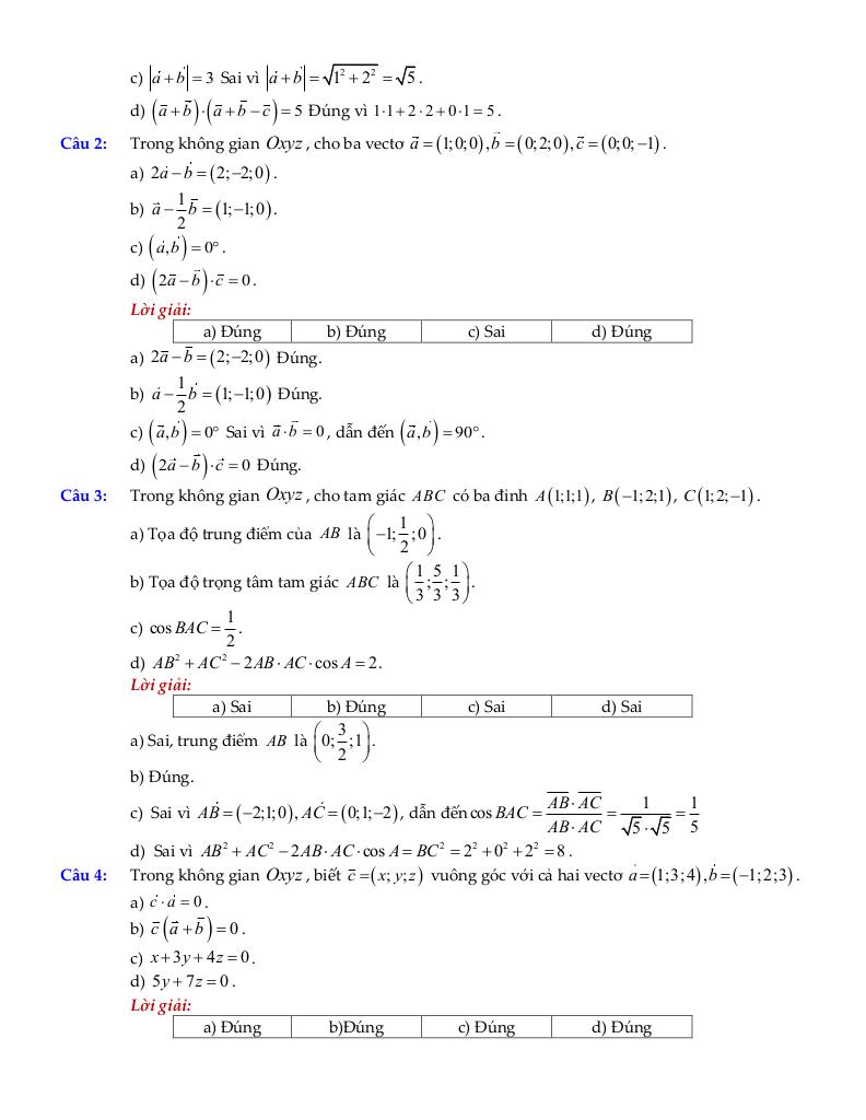 bộ đề ôn tập môn toán 12 chủ đề vectơ và hệ trục tọa độ trong không gian 9