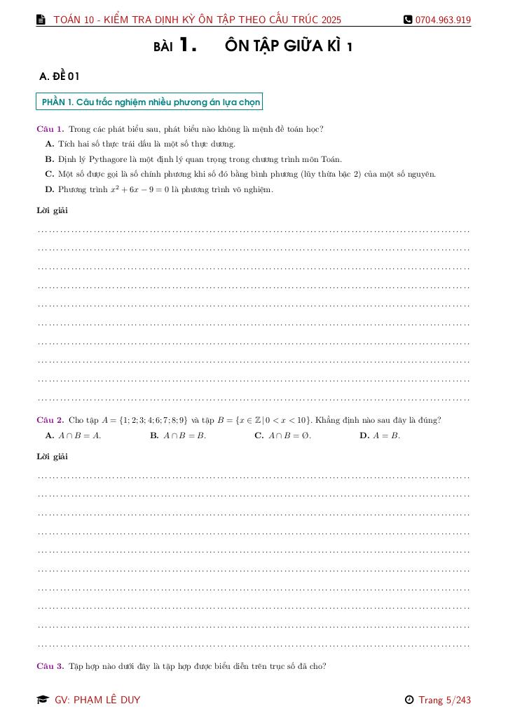 bộ đề ôn tập thi định kì toán 10 theo cấu trúc mới năm học 2025 – 2026 4