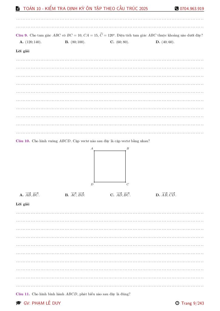 bộ đề ôn tập thi định kì toán 10 theo cấu trúc mới năm học 2025 – 2026 8