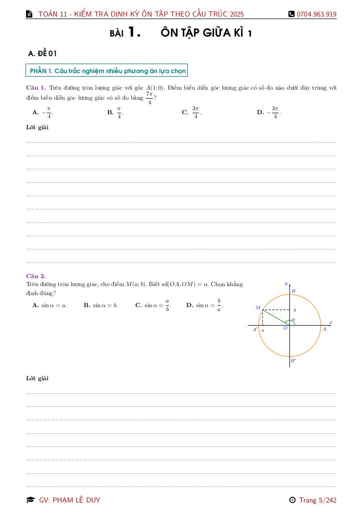 bộ đề ôn tập thi định kì toán 11 theo cấu trúc mới năm học 2025 – 2026 4