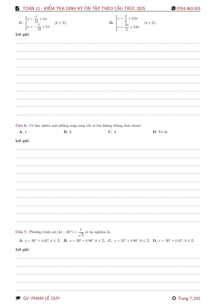 bộ đề ôn tập thi định kì toán 11 theo cấu trúc mới năm học 2025 – 2026 6