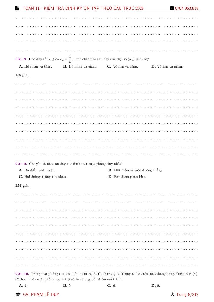 bộ đề ôn tập thi định kì toán 11 theo cấu trúc mới năm học 2025 – 2026 7