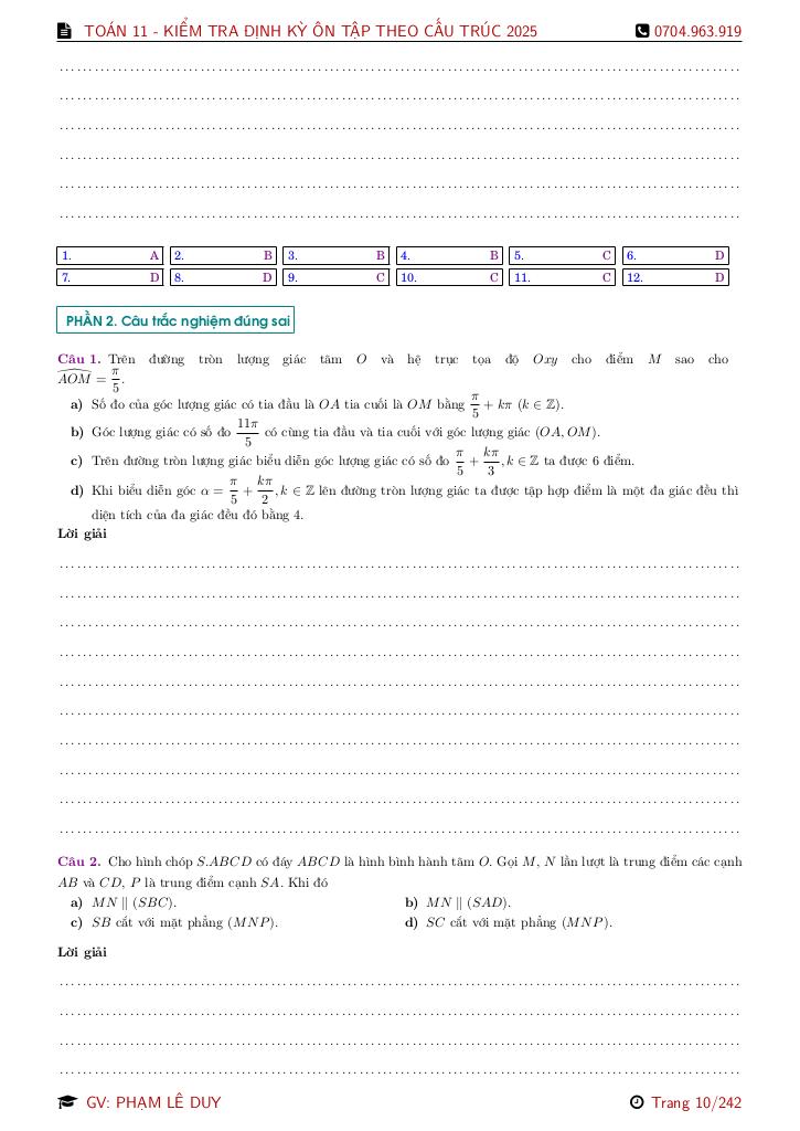 bộ đề ôn tập thi định kì toán 11 theo cấu trúc mới năm học 2025 – 2026 9