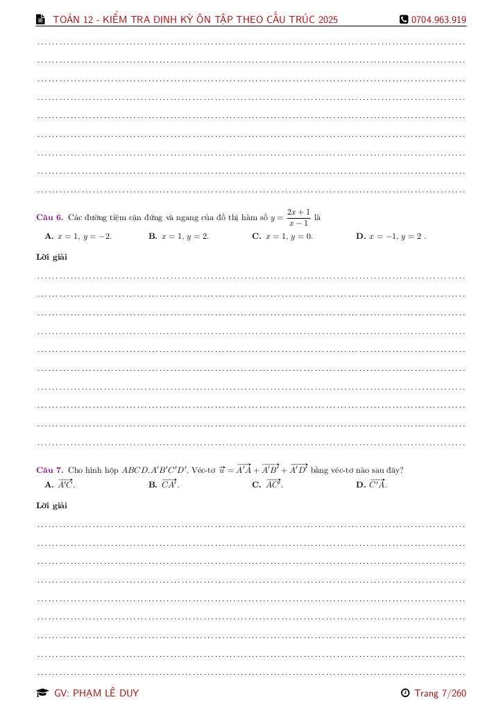 bộ đề ôn tập thi định kì toán 12 theo cấu trúc mới năm học 2025 – 2026 6
