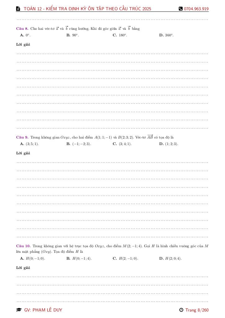 bộ đề ôn tập thi định kì toán 12 theo cấu trúc mới năm học 2025 – 2026 7