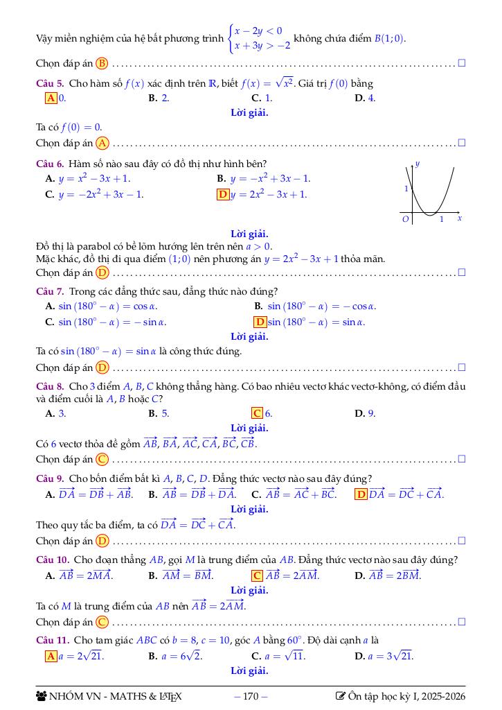 bộ đề tham khảo ôn tập học kỳ 1 toán 10 sách ctst năm học 2025 – 2026 1