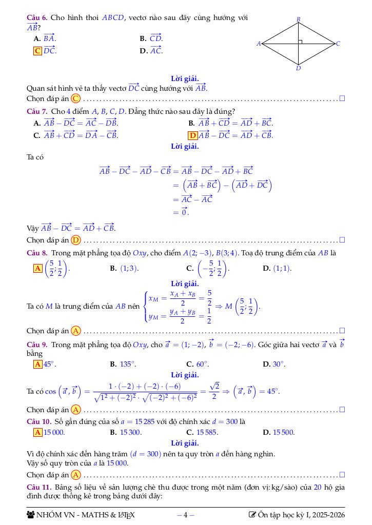 bộ đề tham khảo ôn tập học kỳ 1 toán 10 sách knttvcs năm học 2025 – 2026 1