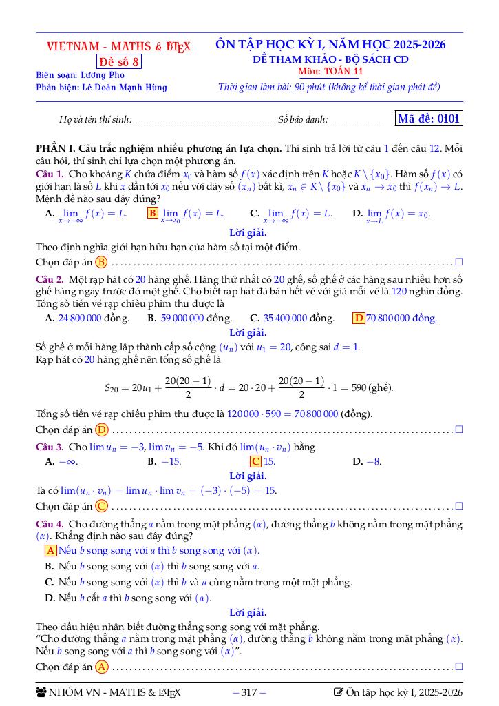 bộ đề tham khảo ôn tập học kỳ 1 toán 11 sách cánh diều năm học 2025 – 2026 - hình 1