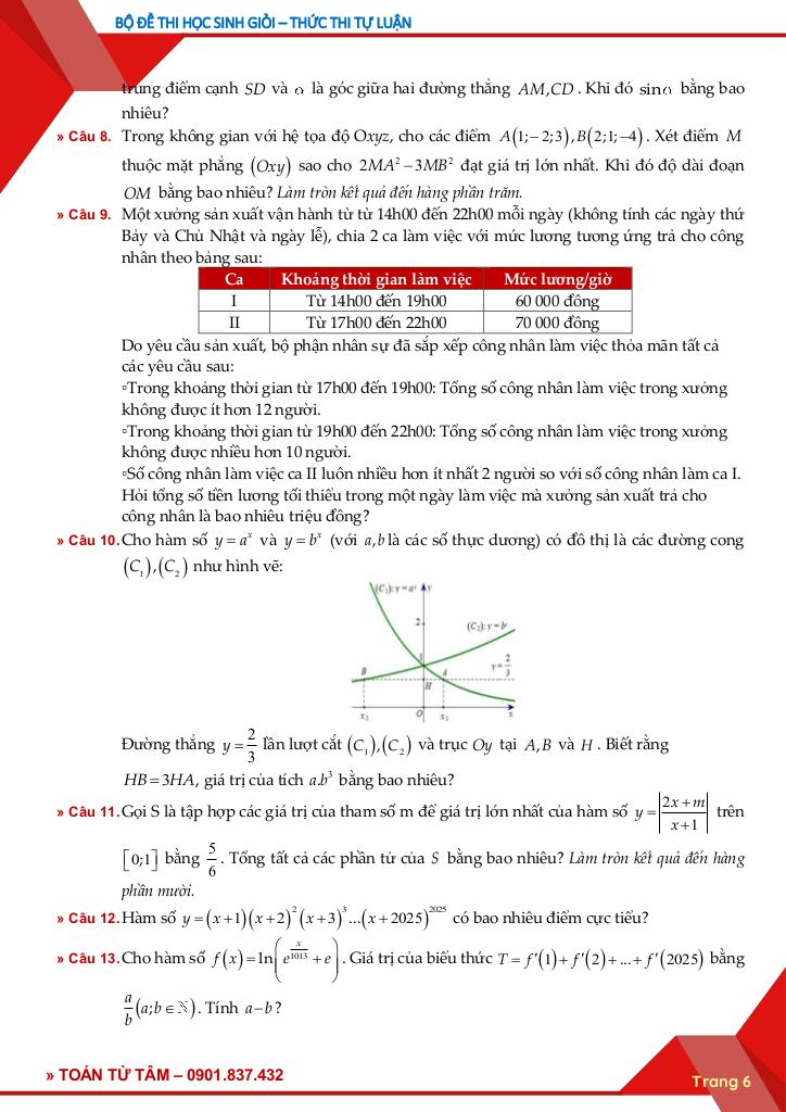 bộ đề thi chọn học sinh giỏi môn toán thpt hình thức thi tự luận 6