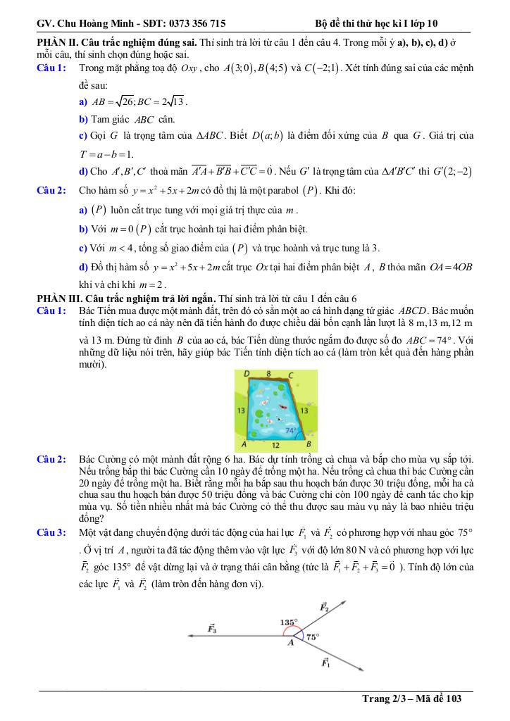 bộ đề thi thử cuối học kì 1 toán 10 năm học 2025 – 2026 – chu hoàng minh 7
