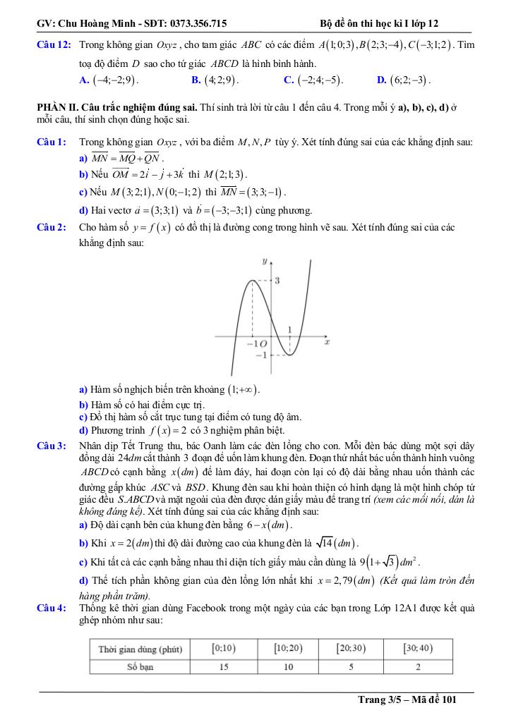 bộ đề thi thử cuối học kì 1 toán 12 năm học 2025 – 2026 – chu hoàng minh 2