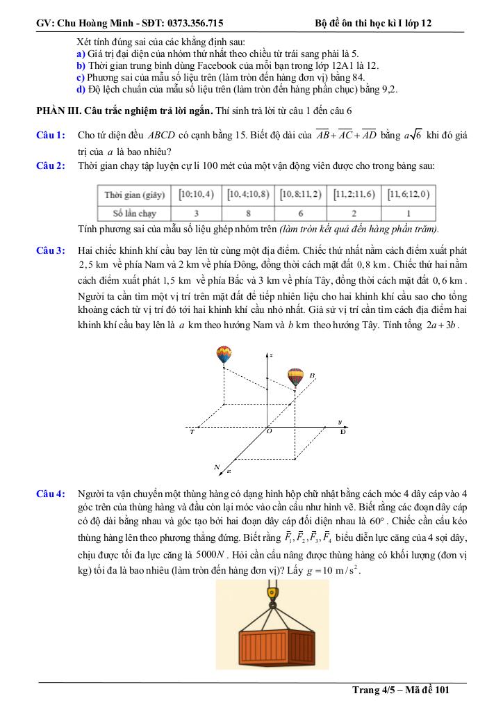 bộ đề thi thử cuối học kì 1 toán 12 năm học 2025 – 2026 – chu hoàng minh 3