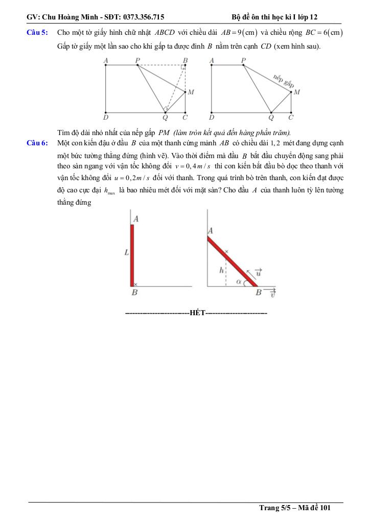 bộ đề thi thử cuối học kì 1 toán 12 năm học 2025 – 2026 – chu hoàng minh 4