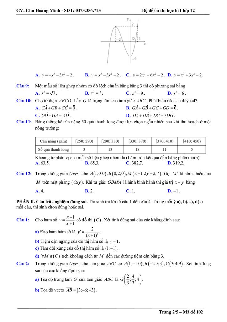 bộ đề thi thử cuối học kì 1 toán 12 năm học 2025 – 2026 – chu hoàng minh 6