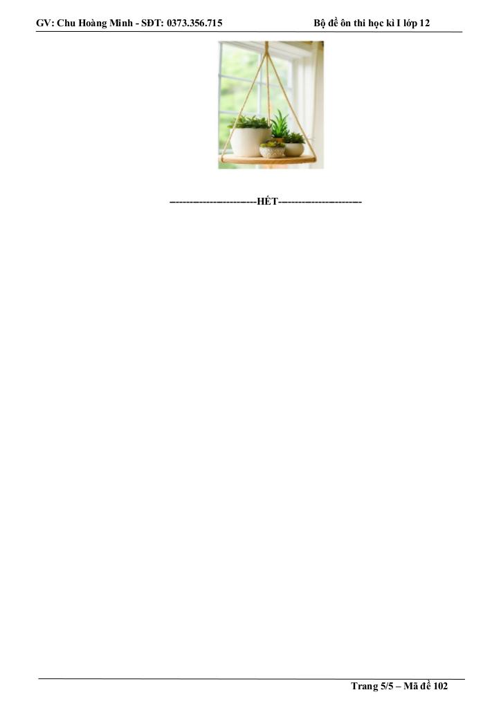 bộ đề thi thử cuối học kì 1 toán 12 năm học 2025 – 2026 – chu hoàng minh 9