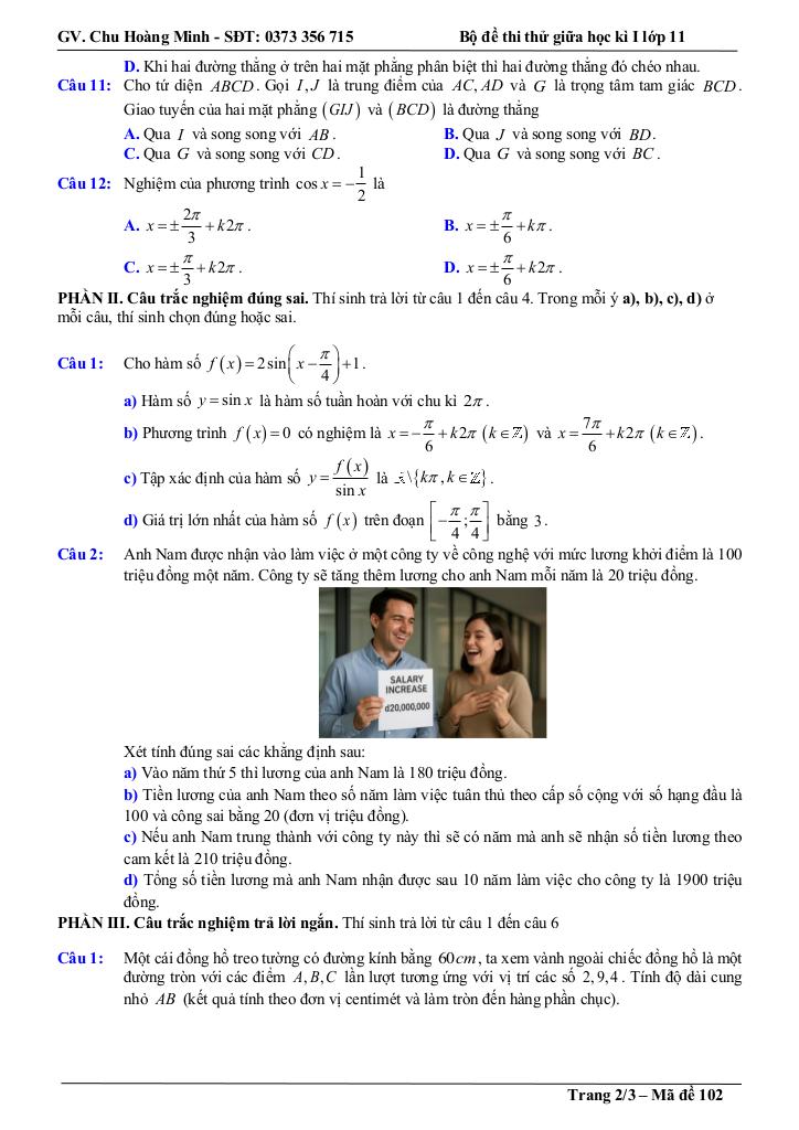 bộ đề thi thử giữa học kì 1 toán 11 năm học 2025 – 2026 – chu hoàng minh 4