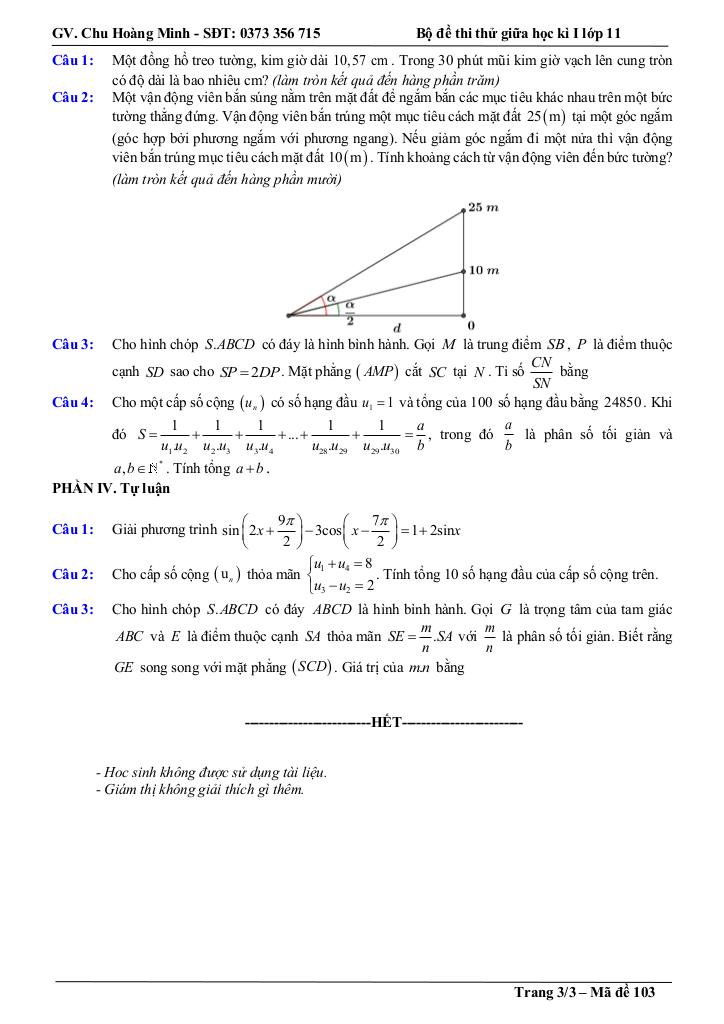 bộ đề thi thử giữa học kì 1 toán 11 năm học 2025 – 2026 – chu hoàng minh 8