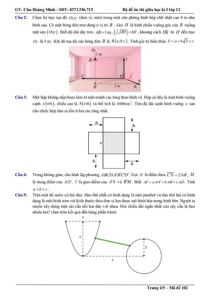 bộ đề thi thử giữa học kì 1 toán 12 năm học 2025 – 2026 – chu hoàng minh 8
