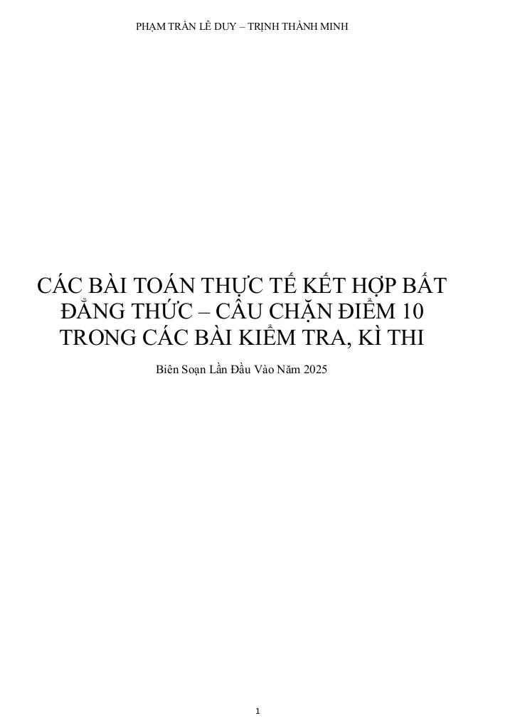 các bài toán thực tế kết hợp bất đẳng thức trong các đề thi môn toán thcs 0