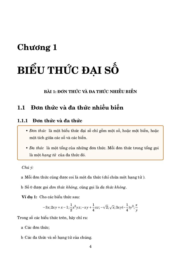 chuyên đề biểu thức đại số môn toán 8 3