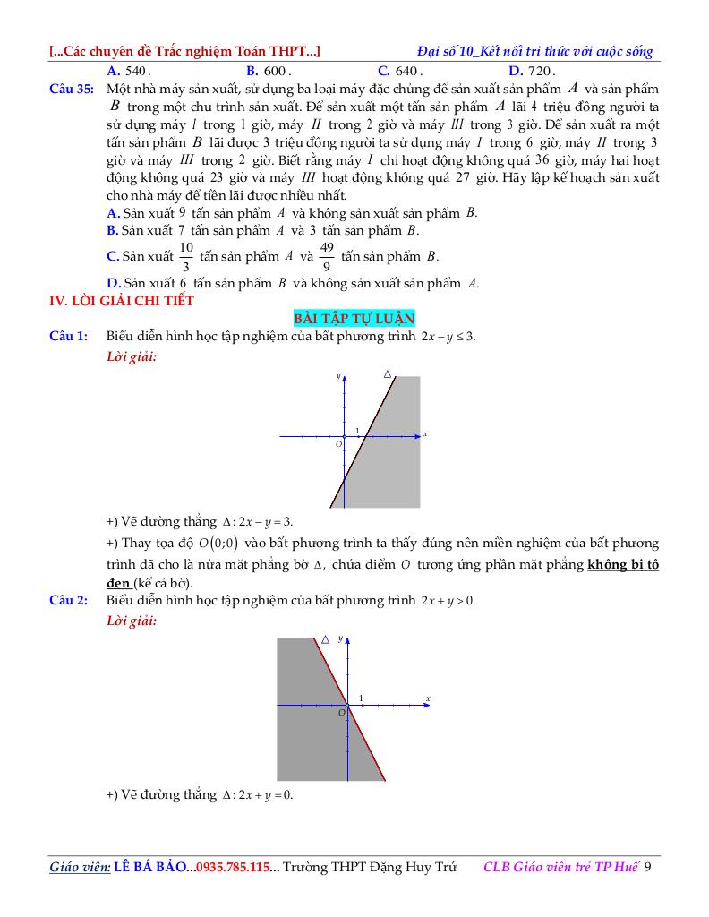 chuyên đề bpt và hệ bpt bậc nhất hai ẩn toán 10 định hướng cấu trúc mới 9