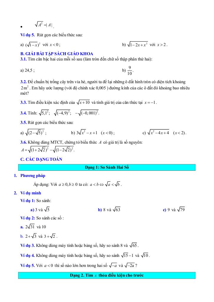 chuyên đề căn bậc hai và căn bậc ba toán 9 knttvcs 1
