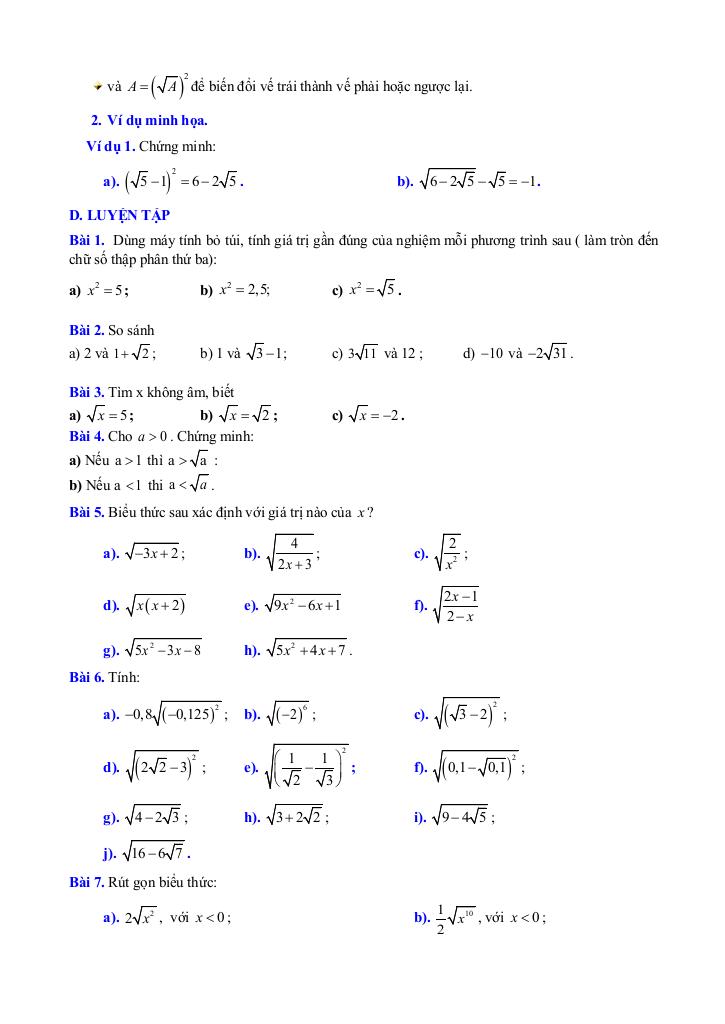 chuyên đề căn bậc hai và căn bậc ba toán 9 knttvcs 5