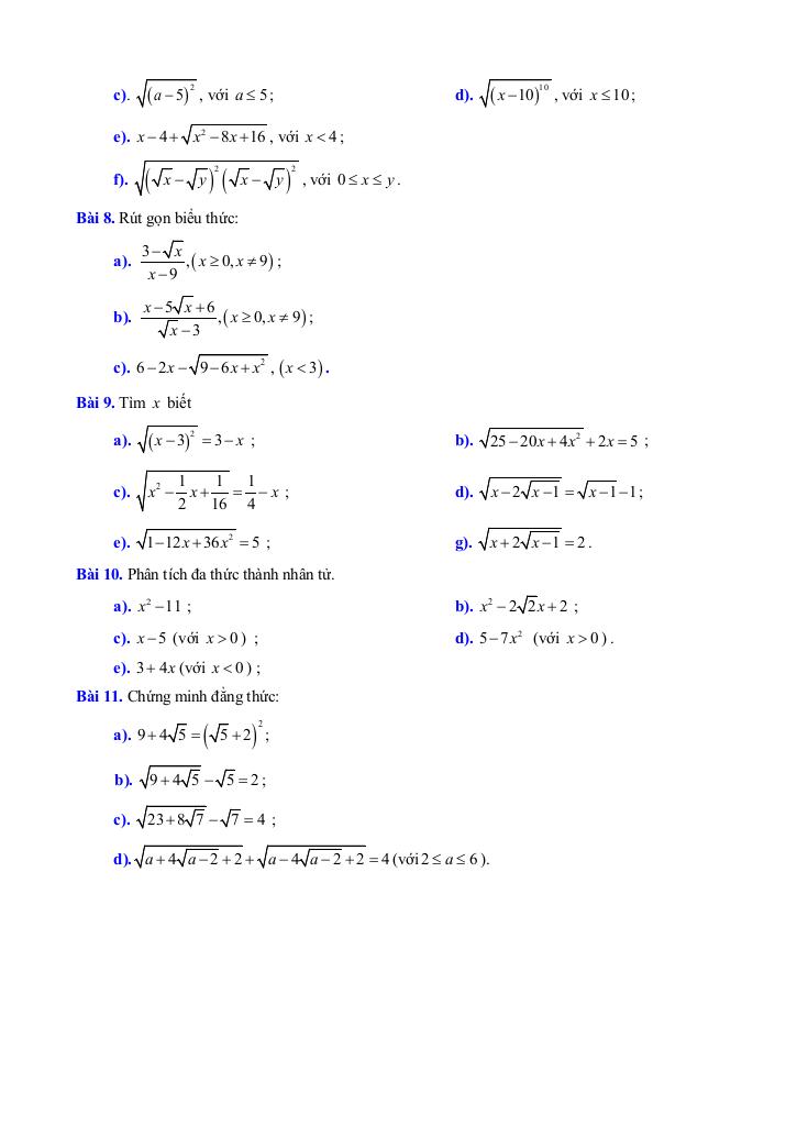 chuyên đề căn bậc hai và căn bậc ba toán 9 knttvcs 6