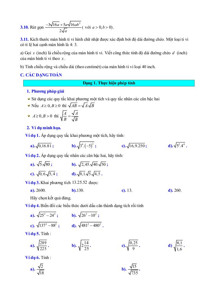 chuyên đề căn bậc hai và căn bậc ba toán 9 knttvcs 8
