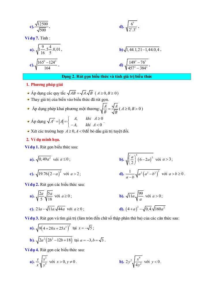 chuyên đề căn bậc hai và căn bậc ba toán 9 knttvcs 9