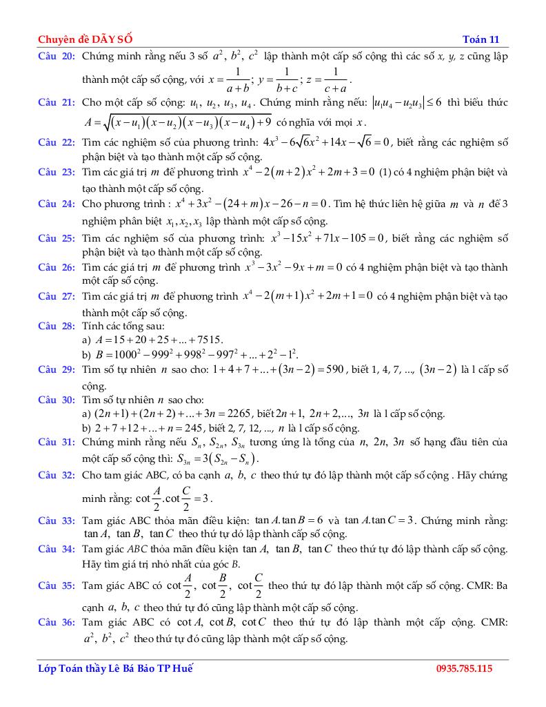 chuyên đề cấp số cộng môn toán 11 định hướng cấu trúc mới 3