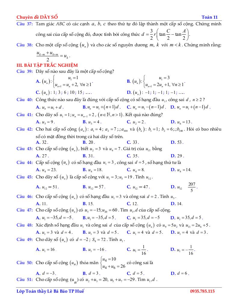 chuyên đề cấp số cộng môn toán 11 định hướng cấu trúc mới 4