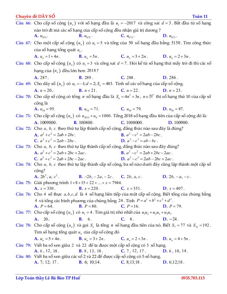 chuyên đề cấp số cộng môn toán 11 định hướng cấu trúc mới 6