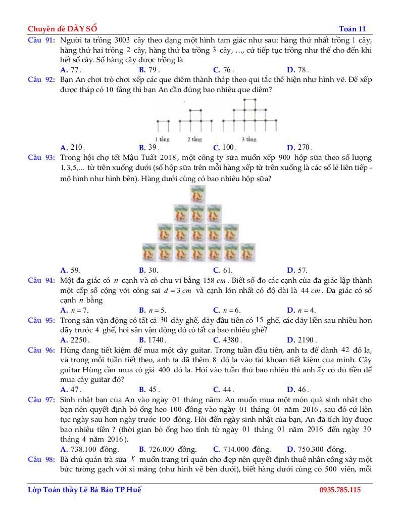 chuyên đề cấp số cộng môn toán 11 định hướng cấu trúc mới 8