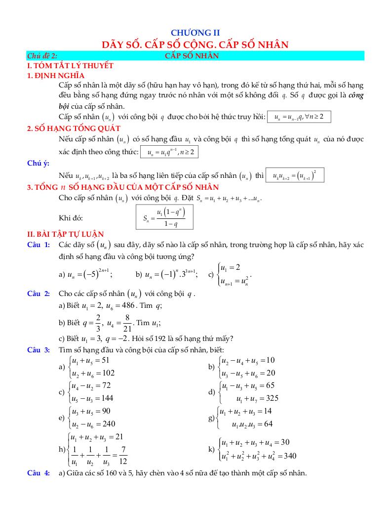 chuyên đề cấp số nhân môn toán 11 định hướng cấu trúc mới 1